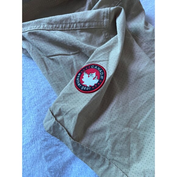 Canada Weathergear Mens Beige Short-Sleeve Button-Down Shirt Large Vented Back - Picture 11 of 12